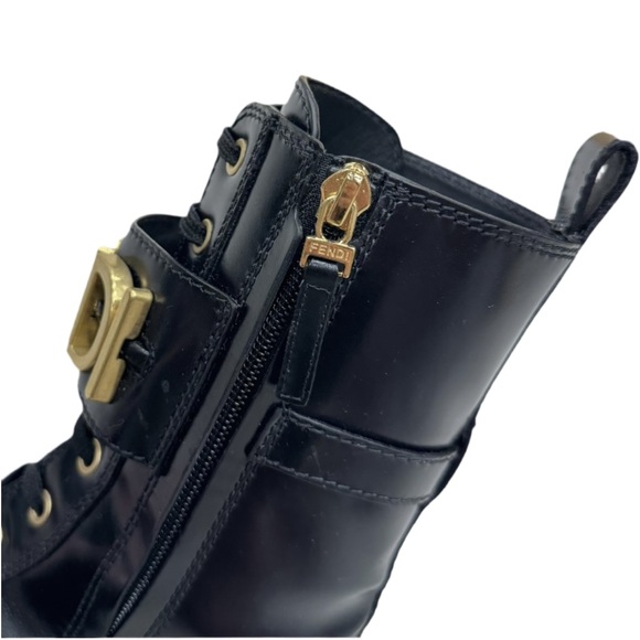 Fendi Vitello Abrasivato Fendigraphy Leather Biker Boots - Picture 11 of 12